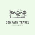 holiday travel vintage icon logo minimalist vector illustration design Royalty Free Stock Photo