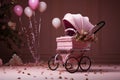 A holiday tribute to the birth of a girl, symbolized by a pink stroller