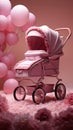 A holiday tribute to the birth of a girl, symbolized by a pink stroller