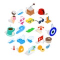 Holiday in Turkey icons set, isometric style