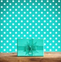 Holiday turquoise gift box with a bow Royalty Free Stock Photo