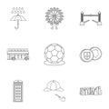 Holiday in United Kingdom icons set, outline style Royalty Free Stock Photo