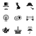 Holiday in United Kingdom icons set, simple style Royalty Free Stock Photo