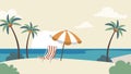 Holiday Vacation Background. Seaside with palm trees Vector template for advertise, travel agency, banner, projects