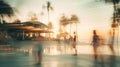 Holiday and vacation memories with people motion blur, created with Generative AI technology