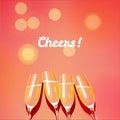 Holiday vector template with group of champagne glasses making a