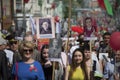 Holiday Victory Day. Central Park.Many people walk down the street on Victory Day