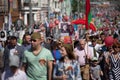 Holiday Victory Day. Central Park.Many people walk down the street on Victory Day