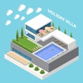 Holiday Villa Isometric Composition Royalty Free Stock Photo