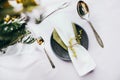 Holiday wedding table setting