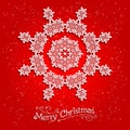 Holiday white snowflake on red background Royalty Free Stock Photo