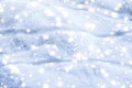 Holiday winter background, luxury fur coat texture detail and glowing snow