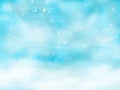 Holiday Winter background for Merry Christmas and Happy New Year. Winter blue sky with falling snow and snowflakes Royalty Free Stock Photo