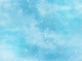 Holiday Winter background for Merry Christmas and Happy New Year. Winter blue sky with falling snow and snowflakes Royalty Free Stock Photo