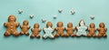 Holiday woman ginger homemade background decorated background gingerbread festive men cookies christmas biscuit