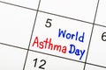 The Holiday World Asthma Day - 5 fifth May Month Hand Writing on Desk Calendar