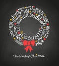 Holiday wreath greeting card with inspiring handwritten words