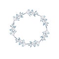 Holiday wreaths. Decoration christmas wreath circle set. Blue coloful watercolor leaves isolated illustration