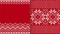 Holiday Xmas winter ornament. Christmas knit print. Set of seamless patterns. Festive crochet. Vector