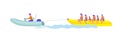 Holidaymaker on banana boat vector illustration