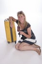 Holidaymaker with passport and luggage Royalty Free Stock Photo