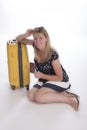 Holidaymaker with passport and luggage
