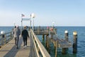 Holidaymakers and fishermen on the pier of KÃ¼hlungsborn on the Baltic Sea coast Royalty Free Stock Photo