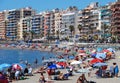 Holidaymakers on Fuengirola beach. Royalty Free Stock Photo