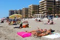 Holidaymakers on Fuengirola beach.