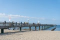 Holidaymakers on the popular pier of KÃ¼hlungsborn on the Baltic Sea coast in Germany