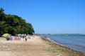 Holidaymakers on Studland Bay beach. Royalty Free Stock Photo