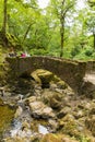 Holidaymakers and tourists Aira Force waterfall Ullswater Valley Lake District Cumbria England UK