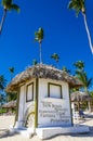 Holidays cottage with a thatched roof on beach