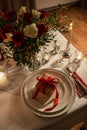 festive table serving at home on valentine's day Royalty Free Stock Photo