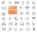 Holidays and events. Set of vector line icons