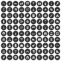100 holidays family icons set black circle Royalty Free Stock Photo