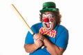 Holidays. Funny fat clown. White background. Royalty Free Stock Photo