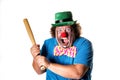 Holidays. Funny fat clown. White background. Royalty Free Stock Photo