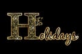 Holidays greeting card gold text lettering