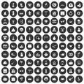 100 holidays icons set black circle Royalty Free Stock Photo