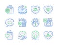 Holidays icons set. Included icon as One love, Love document, Hold heart signs. Vector Royalty Free Stock Photo