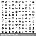 100 holidays icons set in simple style Royalty Free Stock Photo