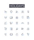 Holidays line icons collection. Recruitment, Employment, Interviewing, Talent, Staffing, Nerking, Onboarding vector and