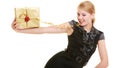 Holidays love happiness concept - girl with gift box Royalty Free Stock Photo