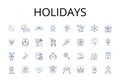 Holidays line icons collection. Vacations, Getaways, Festivals, Celebrations, Breaks, Retreats, Time off vector and