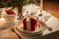 festive table serving at home on valentine's day Royalty Free Stock Photo