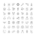 Holidays and vacation linear icons, signs, symbols vector line illustration set Royalty Free Stock Photo