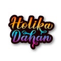Holika Dahan colorful 3d lettering isolated on white. Indian Traditional Holi festival of colors. Hindu celebration poster. Vector Royalty Free Stock Photo