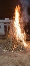 Holika Dahan in India. Holika Dahan is Hindu festival.