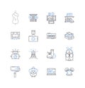 Holistic thinking line icons collection. Integration, Harmony, Wholeness, Balance, Synergy, Unity, Intuition vector and